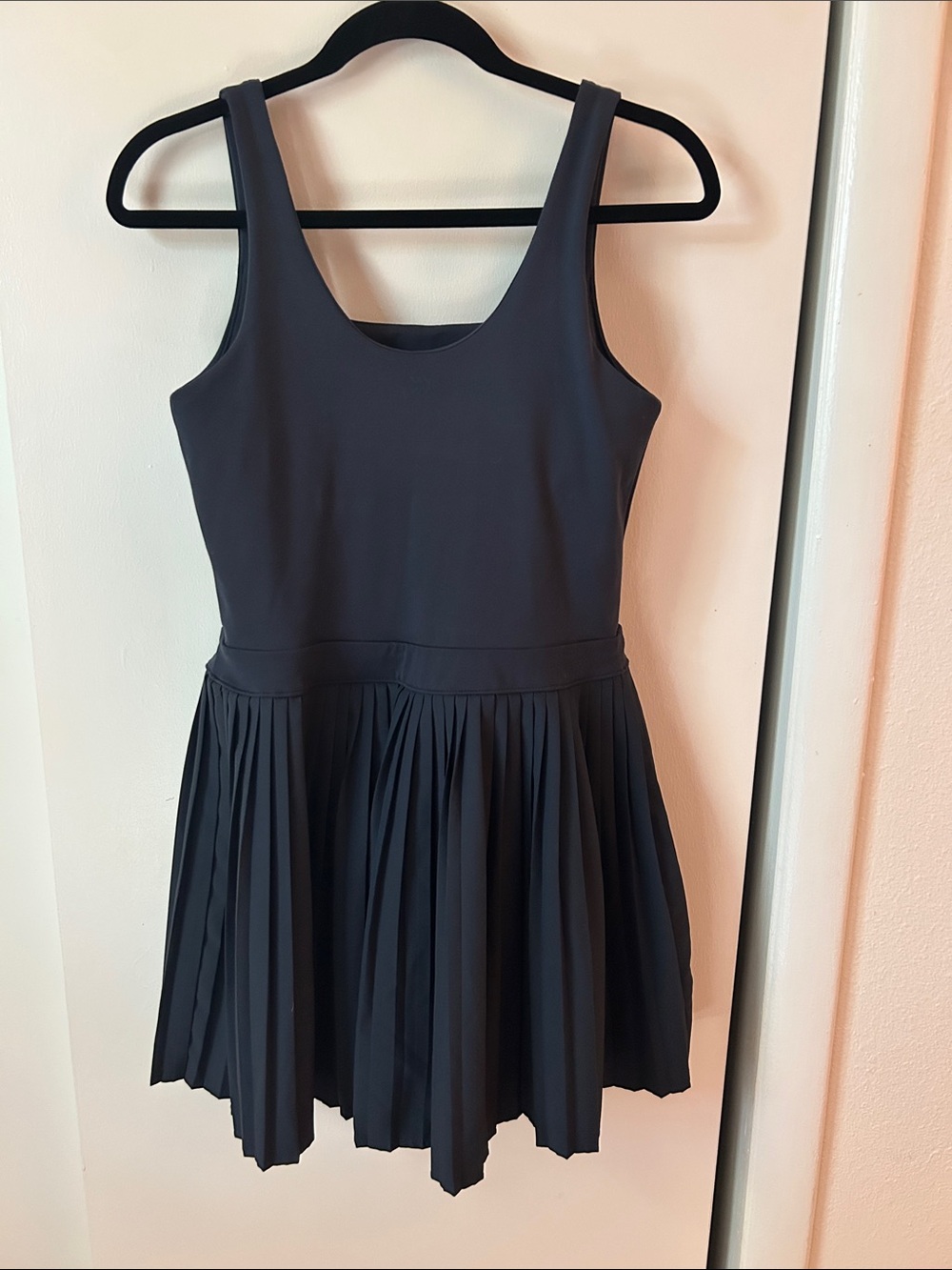 Classic Pleated Tank Dress in Dark Gray